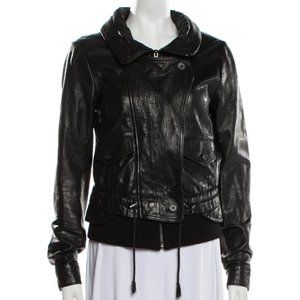 THEORY Black Leather Biker Moto Jacket / Size: S